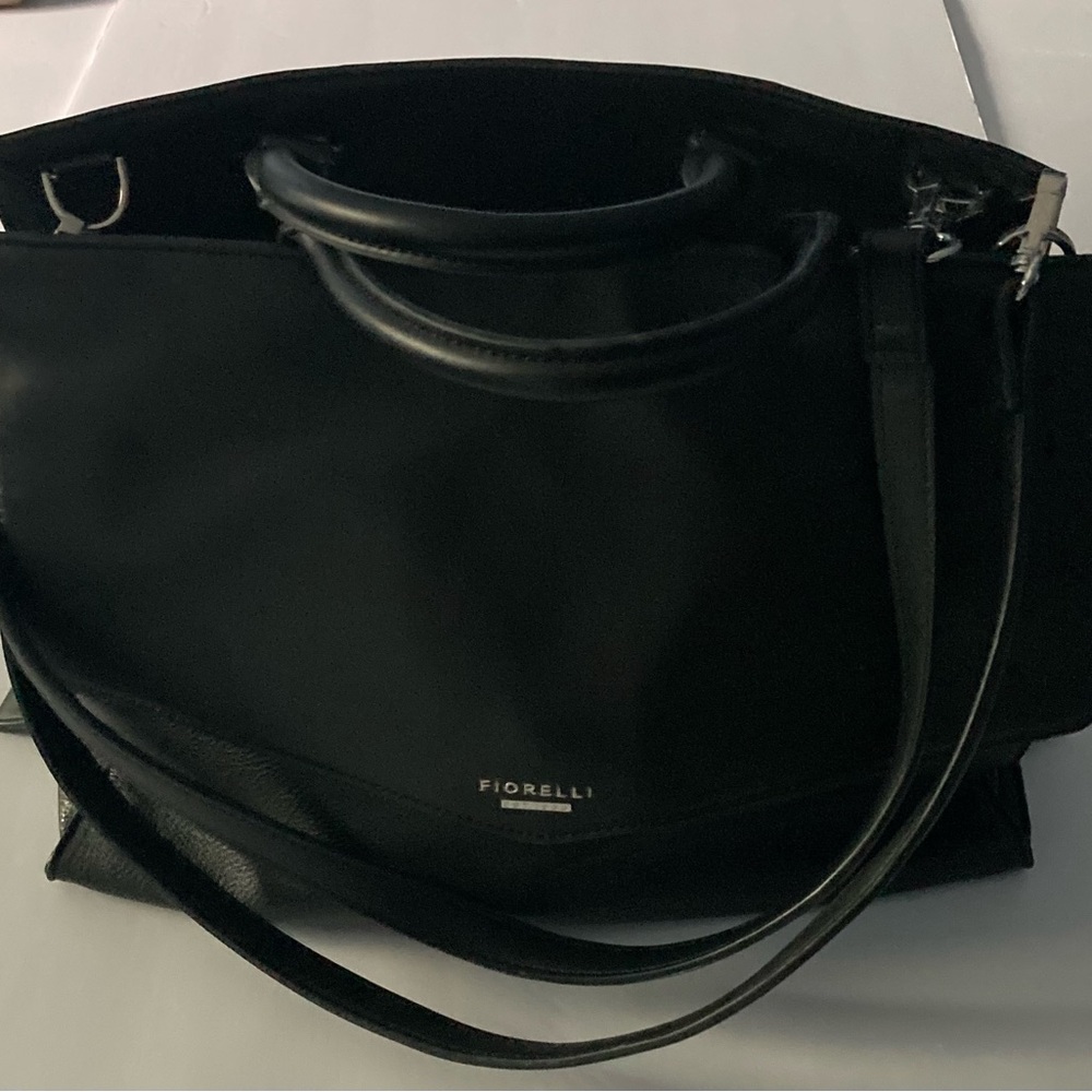Florelli large black faux leather  Messenger Shoulder and Crossbody bag